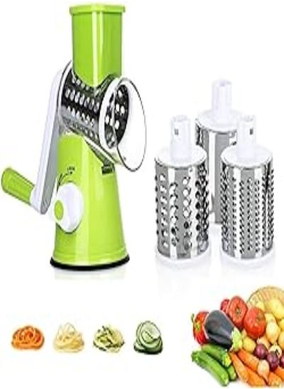 اشتري 4 Pcs Vegetable Slicer 3 In 1 Handheld Spiral Rotary Drum Slicer For Vegetable Fruit Cheese Nut في مصر