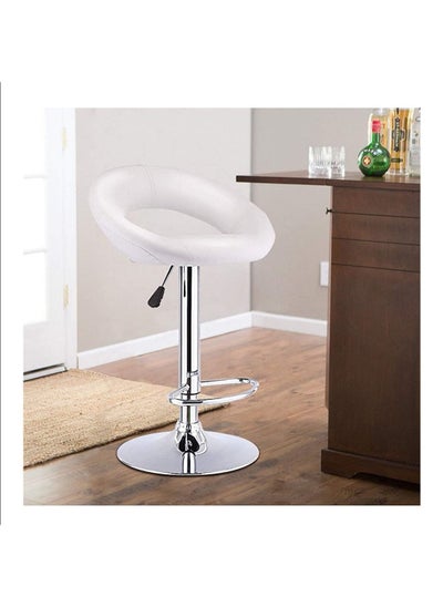 اشتري Maple Home PU Bar Stool Adjustable Height Swivel Hydraulic Bar PU Armchair With Backrest 360°Upholstered Seat Assembled Home Office في الامارات