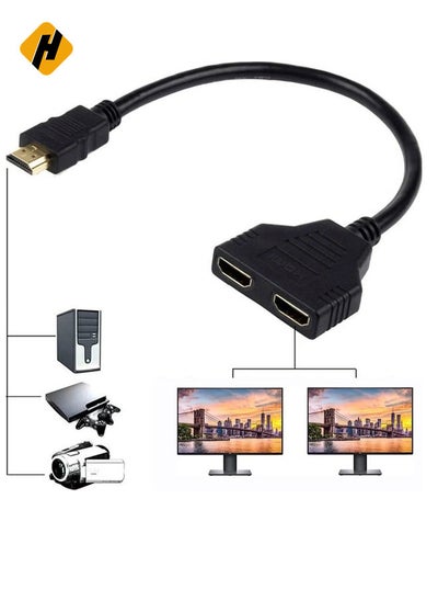 Buy Hdmi Splitter Adapter Cable Hdmi Male to Dual Hdmi Female 1 To 2 Way Hdmi Splitter Adapter Cable for Hdmi Hd, Led, Lcd, Tv, Can Watch Two Screens at the Same Time in UAE