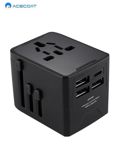 Universal Travel Adapter Worldwide Adapter with 4 USB Type-A Charging ...