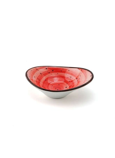 Buy Color Glaze Porcelain Oval Deep Dish 10x7.3x3.5 cm,Red in UAE