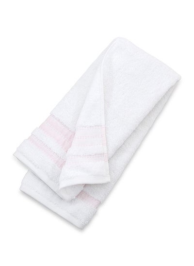 اشتري Matuok Hand Towel, White & Pink - 550 GSM, 50x80 cm في الامارات