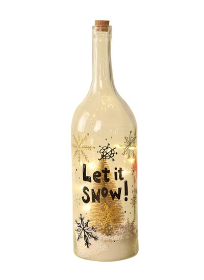 Buy Let it Snow Décor Bottle with LED Lights, Clear, Gold & White - 45 cms in UAE