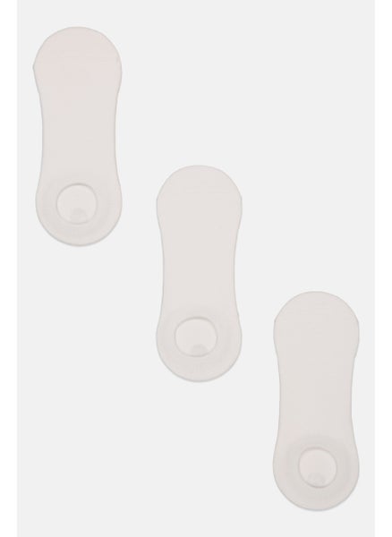 Buy Men 3 Pairs Round Invisible Socks, White in UAE