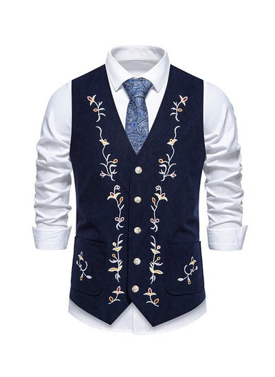 Buy New Fashion Embroidered Single Breasted Suit Vest in Saudi Arabia