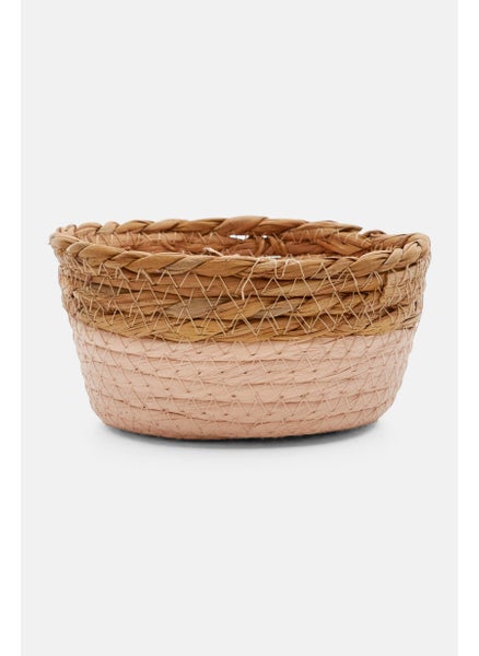 اشتري Oval Shaped Natural Fiber Basket, Pink/Light Brown في الامارات