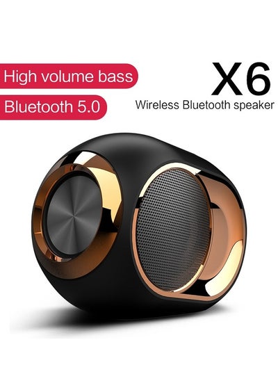 Buy X6 Portable Wireless Speaker - Deep Bass, TWS Stereo, Built-In Mic for Calls - FM Radio, TF Card, USB Playback - Ideal for Travel and Outdoor Use in UAE