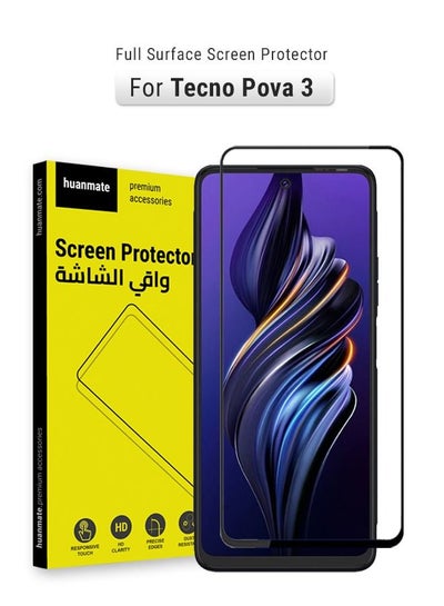 Buy Edge to Edge Full Surface Screen Protector For Tecno Pova 3 Black/Clear in Saudi Arabia
