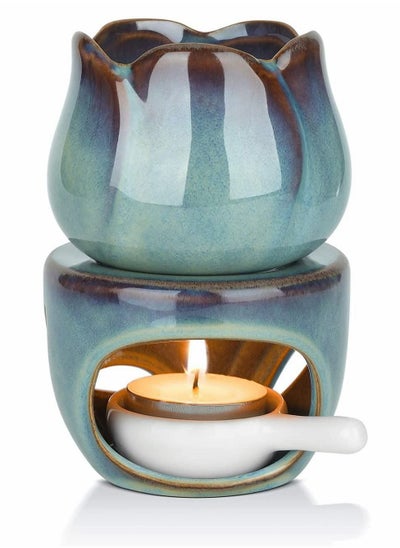 Buy Wax Melt Essential Oil Burner, Removable Aromatherapy Burner Ceramic Aroma Candle Diffuser Tart Warmer in Saudi Arabia