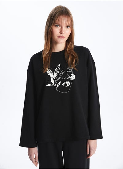 Buy Crew Neck Printed Long Sleeve Oversize Women's Sweatshirt in Egypt