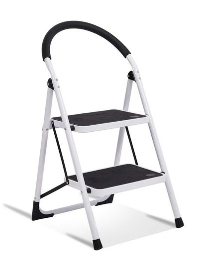 Buy Foldable two steps ladder, Black & white in Saudi Arabia