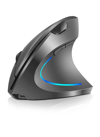 اشتري Wireless Vertical Mouse, Rechargeable Upright Ergonomic Mouse, Dual Mode Vertical Mouse With 3 Adjustable Dpi Levels, RGB Flowing Light Plug N Play Mouse For Laptop, Desktop, Pc, (Grey) في الامارات