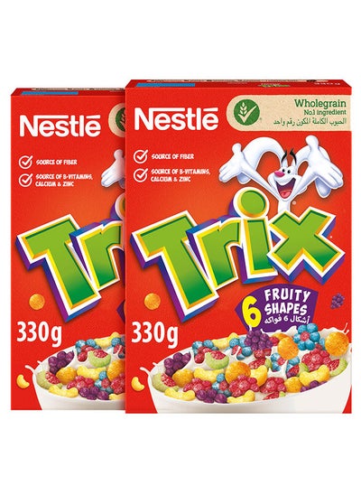 اشتري Trix 6 Fruity Shaped Breakfast Cereal 330grams Pack of 2 في الامارات