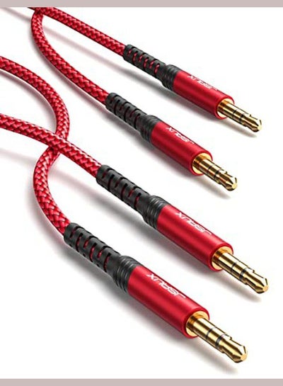 Buy JSAUX 2Pack Flex Series Cable - 3.5mm Auxiliary Audio Durable Nylon Braided - Cable, 4Ft 1.2m - Red in Egypt