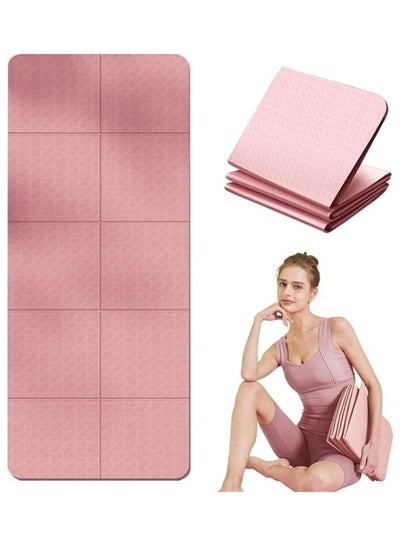 Buy Foldable Yoga Mat Sport Mat Lightweight And 6mm Thick  TPE Yoga Mat Non Slip For Yoga Pilates Fitness Workouts Travel in Saudi Arabia
