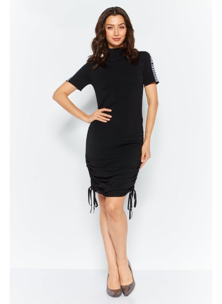 اشتري Women Brand Logo Midi Dress, Black في الامارات