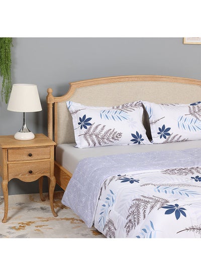 اشتري Luwana Printed Comforter Set, White & Blue في الامارات