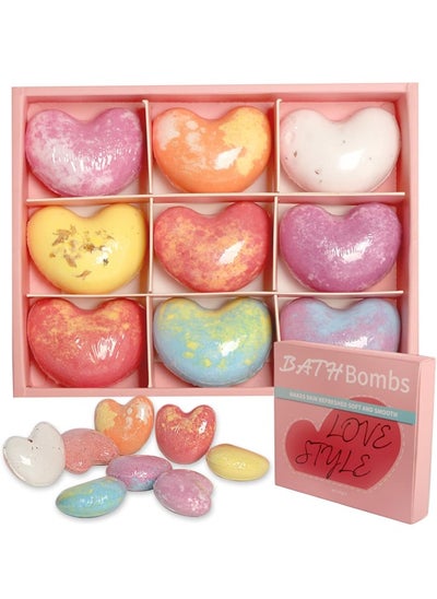 Buy Organic Bath Bomb Gift Set - 9 Floral Scents (Ylang Ylang, Osmanthus, Jasmine, Lily, Milk, Rosemary, Rose, Violet, Lavender), Handmade, Moisturizing & Non-Irritating, Ideal for All Skin Types, Gentle & Relaxing Bath Experience in UAE