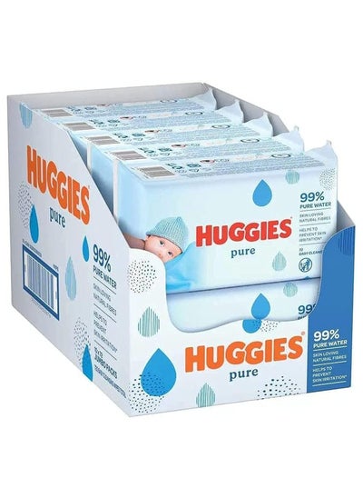 Buy huggie HUGGIES PURE BABY WIPES PACK OF 6 (336 WIPES) in UAE