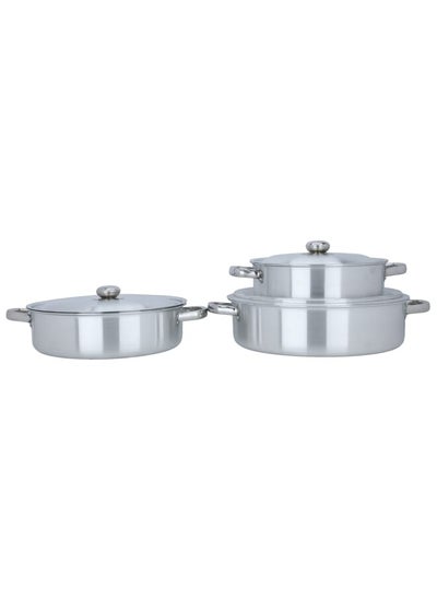 Buy Silver aluminum cookware set, 6 pieces in Saudi Arabia