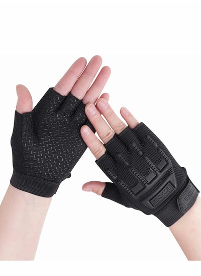 Buy Kids Fingerless Cycling Gloves Mittens Breathable Non Slip Half Finger Bike Riding Shockproof Sports Training UV Protection Outdoor Skateboard for Boys Girls 6-10 Years in UAE