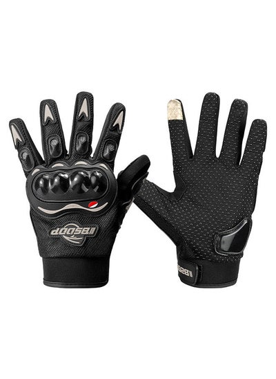 اشتري Motorcycle Riding Gloves Rider Anti-slip Anti-drop Breathable Outdoor Full Finger Touch Screen Black 2XL في الامارات