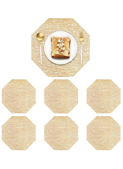 Buy 6PCS Gold Table Placemats, Non-slip Insulation Placemat Washable Table Mats Set, 38x38cm Washable Pvc Mats for Dining, Kitchen, Hotel, Wedding in Saudi Arabia