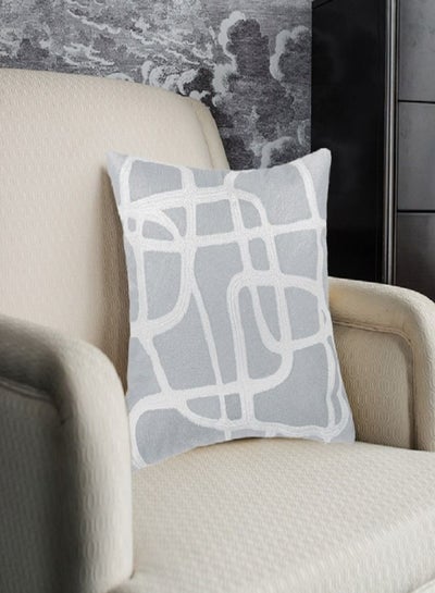اشتري Decorative Embroidered Cushion Cover Grey/White 45x45Cm (Without Filler) في السعودية