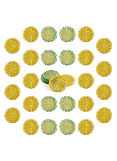 اشتري Lifelike Artificial Lemon Slices for Home Party Decoration - 20 Yellow & 10 Green Highly Realistic Fake Fruit في الامارات