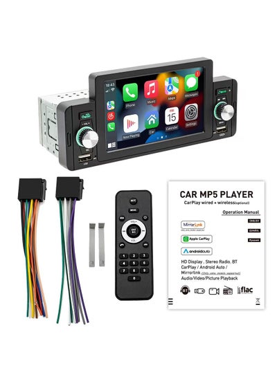 Buy 5 Inch Touch Screen Apple Stereo  CarPlayer Android MP5 Auto Media Receiver Car Radio with Support Bluetooth Hands Free Calling FM SWC USB AUX Mirror Link + in Saudi Arabia