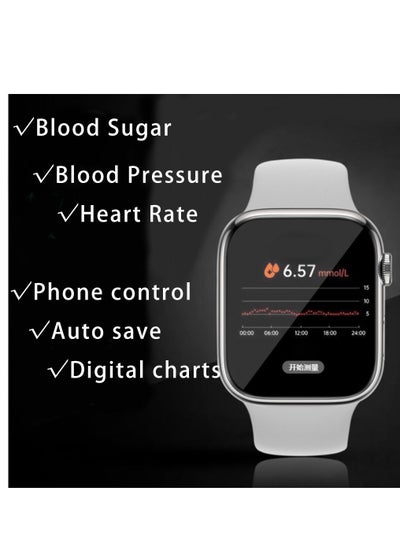 اشتري Blood Sugar Pressure Monitor Smart Watch White Auto Save and Sync with Phone APP Monitor Health All Day Long Non-Invasive Glucose Detect For Self use Parents Gift في السعودية