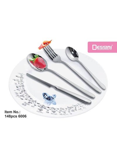 Buy Dessini 148Pcs Cutlery Set Silver in UAE