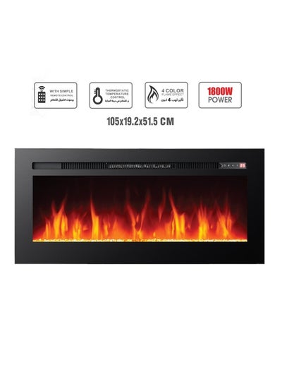 Buy Electric fireplace and decorative heater with remote control, 1800 watts, size 105*20*52 cm in Saudi Arabia