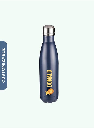 Buy Personalised Loin Navy Metal Insulated Drinks Bottle in UAE