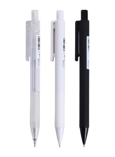 Buy 3 Pack Tip Mechanical Pencils 0.5mm with Eraser, Refillable Drafting Pencil with Soft Grip (Black/White/Clear) in Saudi Arabia