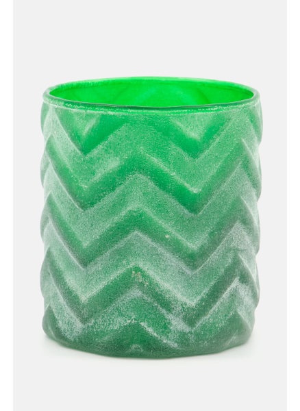 Buy Textured Candle Glass Holder, Green in UAE