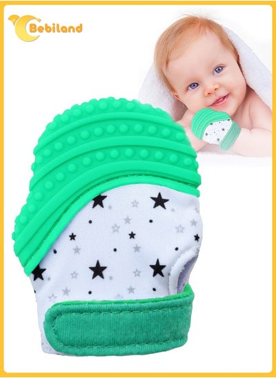 Buy Baby Teething Mitten, Self Soothing Teether and Teething Pain Relief Toy and Prevent Scratches- One glove (Green) in Saudi Arabia