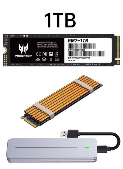 اشتري 1 تيرابايت 7200 ميغابايت/ثانية SSD PCIe NVMe Gen4 M.2 2280 محركات الحالة الصلبة الداخلية، متوافقة مع PS5، كمبيوتر سطح المكتب، الكمبيوتر المحمول، بما في ذلك مغسلة الحرارة، M.2 مغلفة، أدوات التفكيك وتعليمات التركيب في السعودية