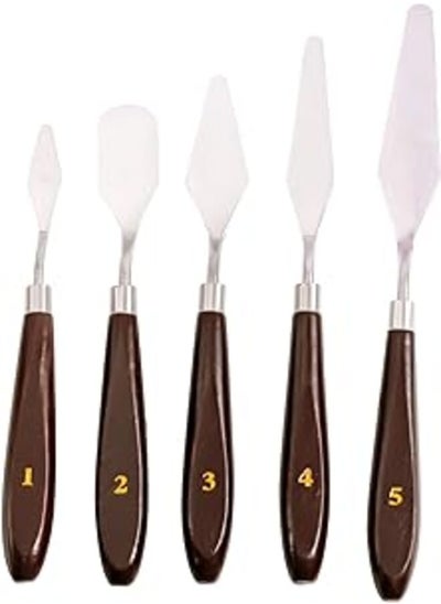 Buy EXERZ Palette Knife Set 5 Pieces Stainless Steel Wooden Handle Spatula Scraper Art Supplies Accessories For Oil And Acrylic Painting Paint Mixing For Casting Art Premix For Watercolours in Egypt