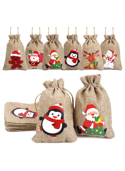 اشتري The BZ Company - ( Pack of 12 ) Christmas Tree Decorations -Christmas Gift Bags - Christmas Decorations – Merry Xmas Reusable Gift Treat Pouches Candy Bags Goodies Bag for Christmas Sock Party Christmas Decor & New Year في الامارات