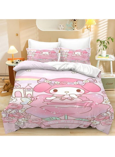 Buy Cartoon Melody pattern bedding three-piece set of soft microfiber polyester sheets including quilt cover and two pillowcases (size 150cmX200cm) in Saudi Arabia