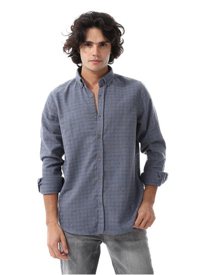 Buy Gingham Pattern Long Sleeves Shirt_Grey & Purplish Blue in Egypt