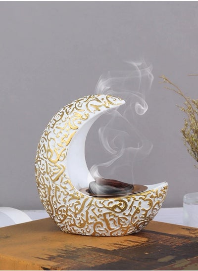 Buy Moon Shape Resin Incense Burner(Mabkhara),Bukhoor Incense Holders-White in Saudi Arabia