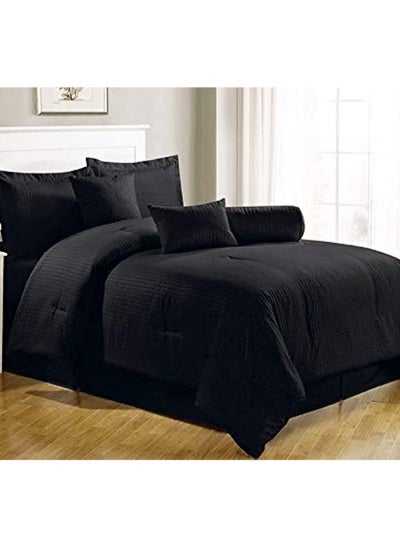 Buy COMFY 6 PC BLACK HOTEL STRIPED KING SIZE COMFORTER SET in UAE