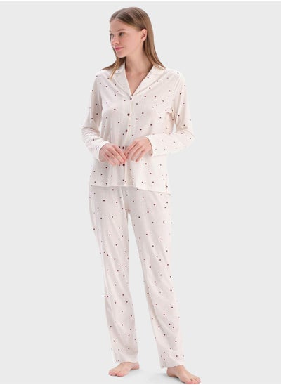 Buy Button Down Shirt & Pyjama Set in UAE