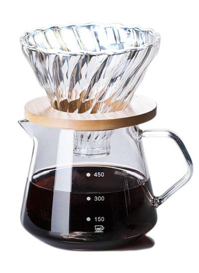 Buy V60 Pour Over Coffee Maker Dripper Set with Tick Marks ,600ml Glass Drip Coffee Pot With Filter Portable Coffee Pot for Home Office in Saudi Arabia