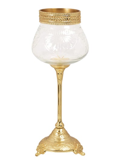 اشتري Tanwir Candle Holder, Clear & Gold - 12.5x38 cm في الامارات