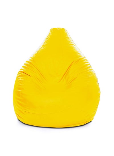 Buy 3XL Faux Leather Multi-Purpose Bean Bag With Polystyrene Filling Yellow in UAE