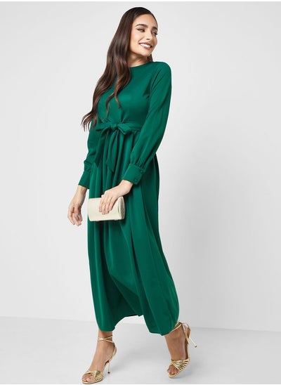 Buy Belted Long Sleeve Dress in UAE