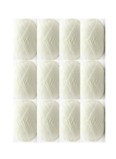 Buy 12-Piece Knitting Yarn White in UAE